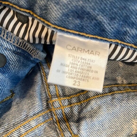 CARMAR Distressed Denim Shorts Button Fly Light Wash Size 23 - Picture 9 of 10